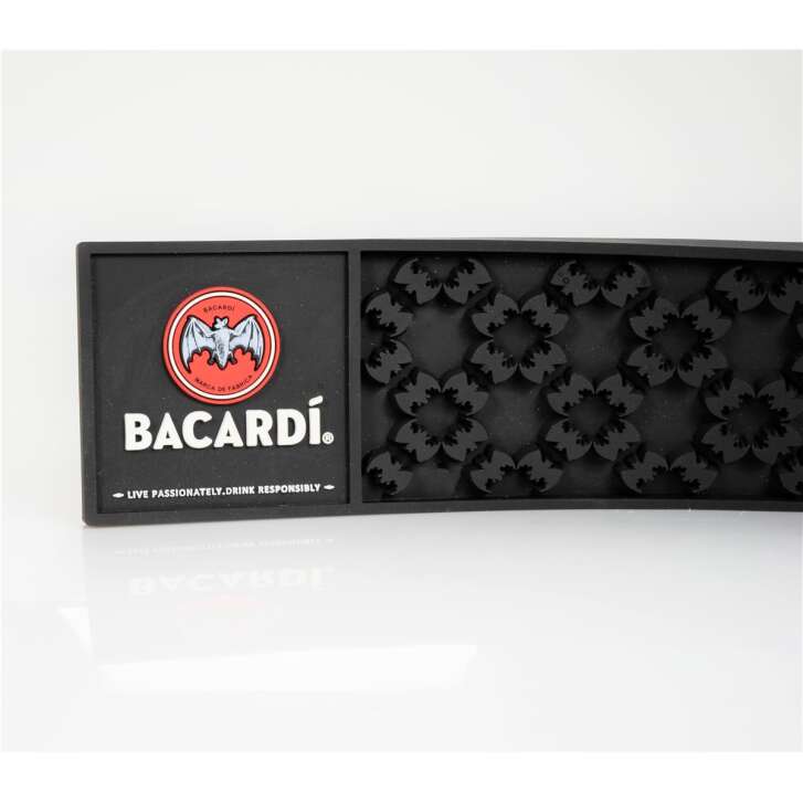 1x Bacardi Rum Barmatte schwarz mit Felderm&auml;usen 60 x9