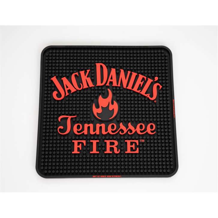 1x Jack Daniels Whiskey Barmatte Fire 4eckig rot