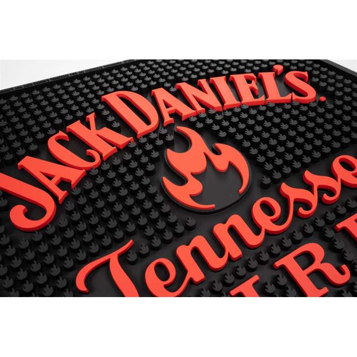 1x Jack Daniels Whiskey Barmatte Fire 4eckig rot