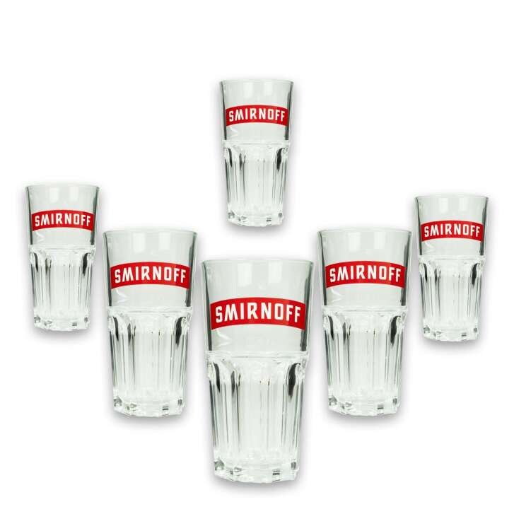 6x Smirnoff Vodka Glas Longdrink rote Schrift