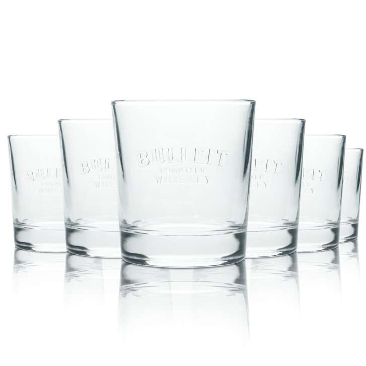 6x Bulleit Whiskey Glas 0,2l Tumbler Longdrink Bourbon Relief Kontur Gläser Bar