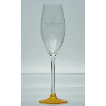 6x Veuve Clicquot Champagner Glas Fl&ouml;te mit orangenem Fu&szlig;
