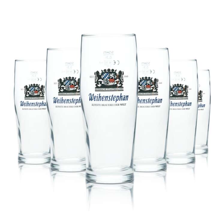 6x Weihenstephan Bier Glas 0,3l Becher Pokal Gläser Gastro Bar Kneipe Willi Beer