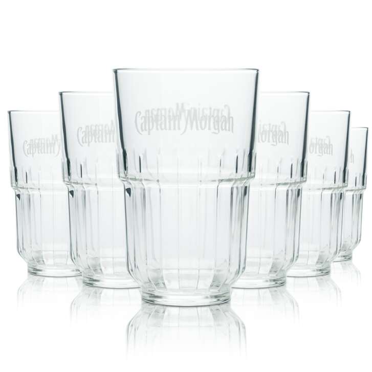 6x Captain Morgan Rum Glas 0,4l Libbey LinQ Becher Tumbler Longdrink Cocktail Kontur Gläser