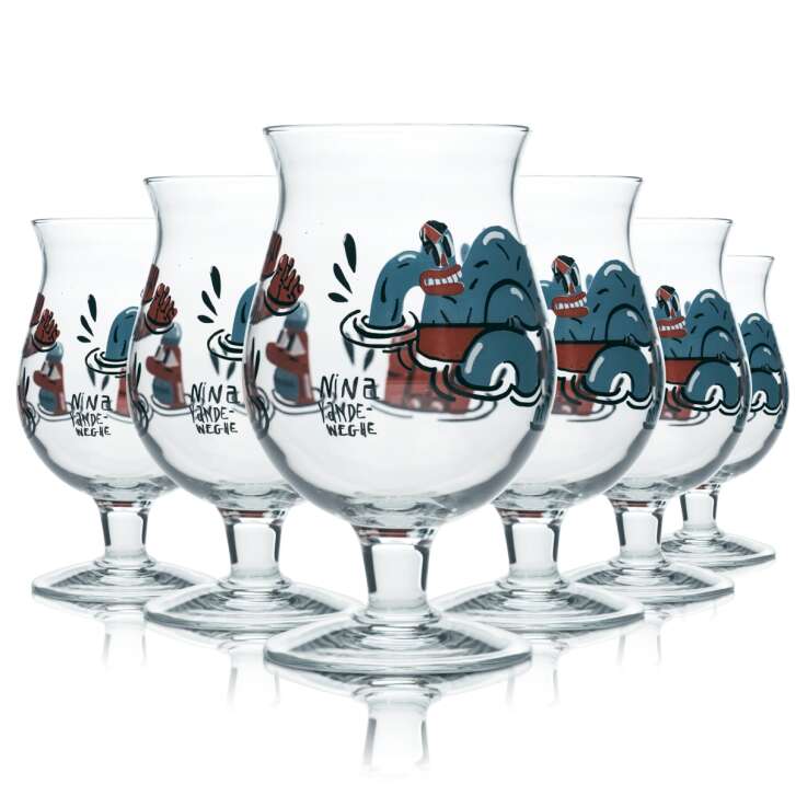 6x Duvel Bier Glas 0,5l Tulpe Kelch Pokal Design Gläser Nina Gastro Sammler Bar