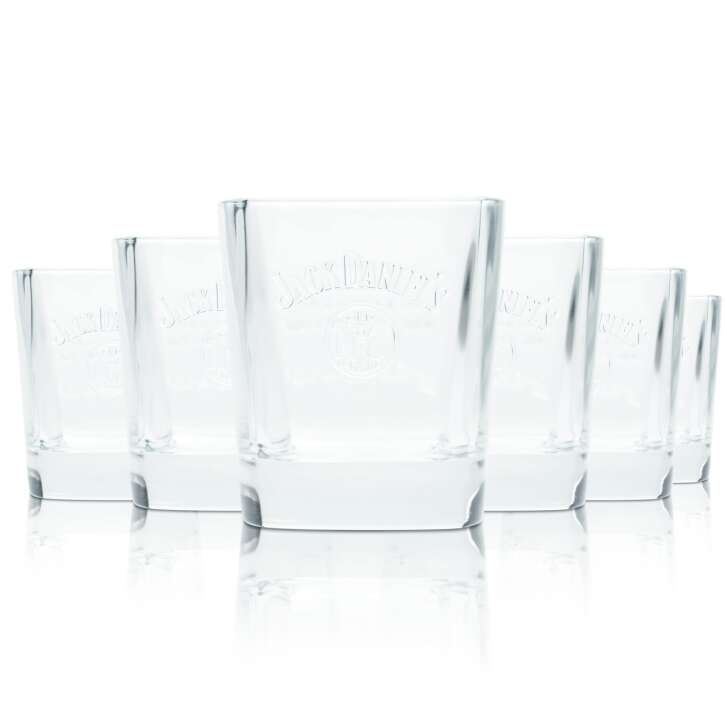 6x Jack Daniels Whiskey Glas 0,2l Relief Tumbler Becher Kontur Gläser Bourbon