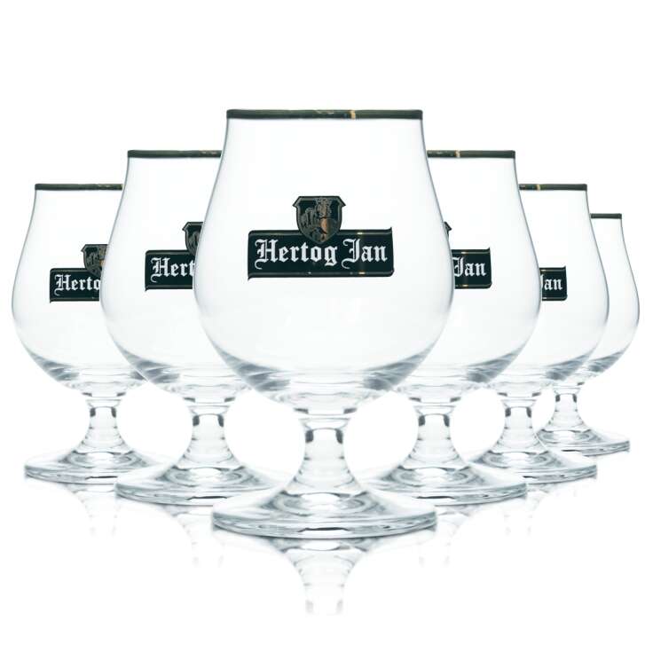 6x Hertog Jan Bier Glas 0,25l Tulpe Kelch Pokal Goldrand Gläser Gastro Bar Craft