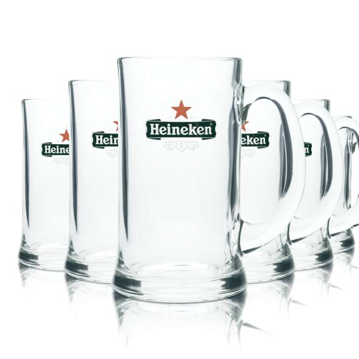 6x Heineken Bier Glas 0,5l Krug Humpen Seidel Henkel Gläser Gastro Bar Kneipe