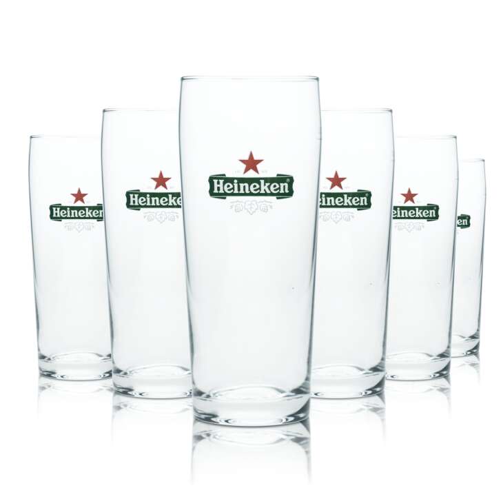 6x Heineken Bier Glas 0,22l Becher Pokal Gläser Gastro Bar Kneipe Pint Pint Beer