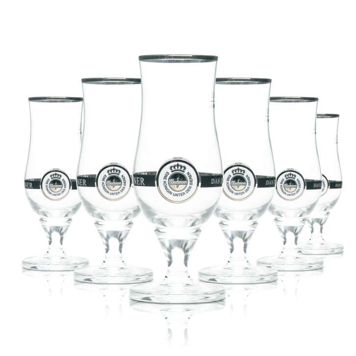 6x Warsteiner Bier Glas 0,2l Exklusiv Pokal Tulpe Goldrand Gläser Gastro Pils