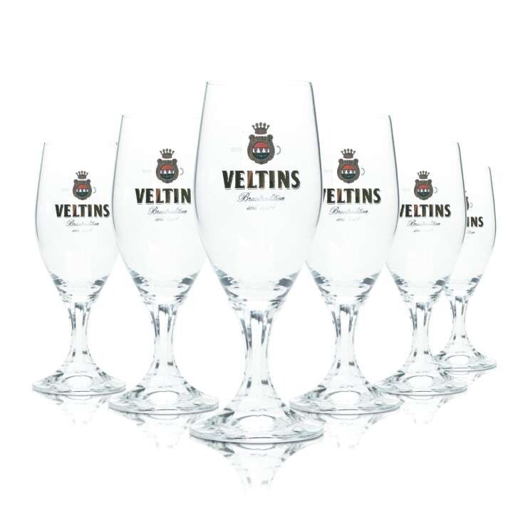 6x Veltins Bier Glas 0,2l Tulpe Pokal Gläser Brauerei Pils Gastro Bar Beer Cup