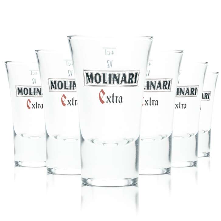 6x Molinari Sambuca Glas 4cl Extra Shot Schnaps Stamper Kurze Gläser Italien