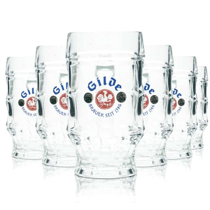 6x Gilde Bier Glas 0,2l Krug Humpen Seidel Kontur Gläser Brauerei Pils Hannover