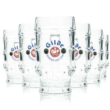 6x Gilde Bier Glas 0,2l Krug Humpen Seidel Kontur...
