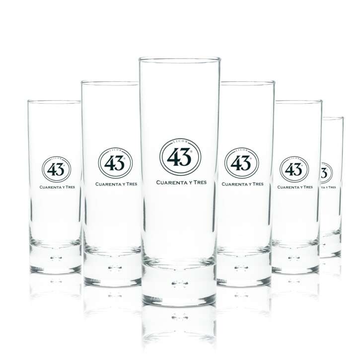 6x Likör 43 Glas 0,2l Stange Becher Longdrink Gläser Cocktail Licor Cuarenta