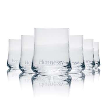 6x Hennessy Whiskey Glas Tumbler dünnes Glas