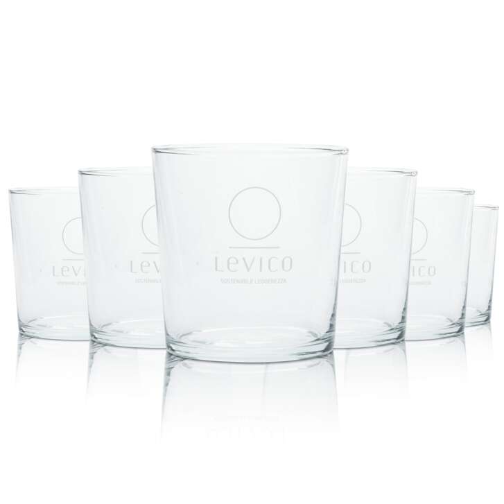 6x Levico Wasser Glas 0,2l Tumbler Becher Soda Mineral Saft Gläser Quelle Acqua