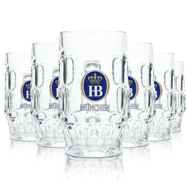 6x HB München Bier Glas 0,2l Krug Humpen Seidel Jug Jar Gläser Kontur Brauerei