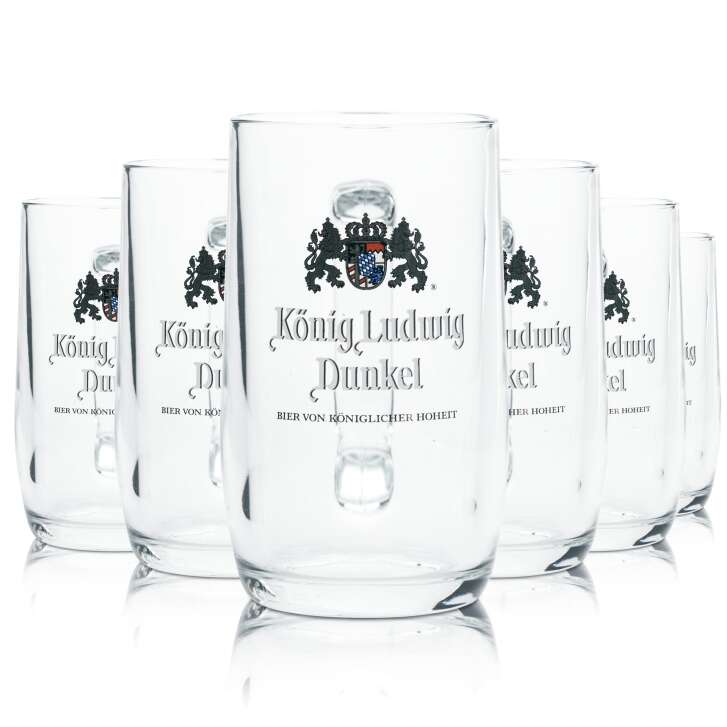 6x König Ludwig Bier Glas 0,3l Krug Dunkel Humpen Seidel Gläser Gastro Brauerei