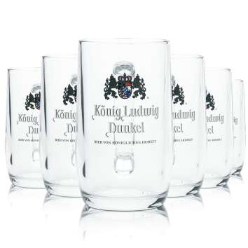 6x König Ludwig Bier Glas 0,3l Krug Dunkel Humpen...