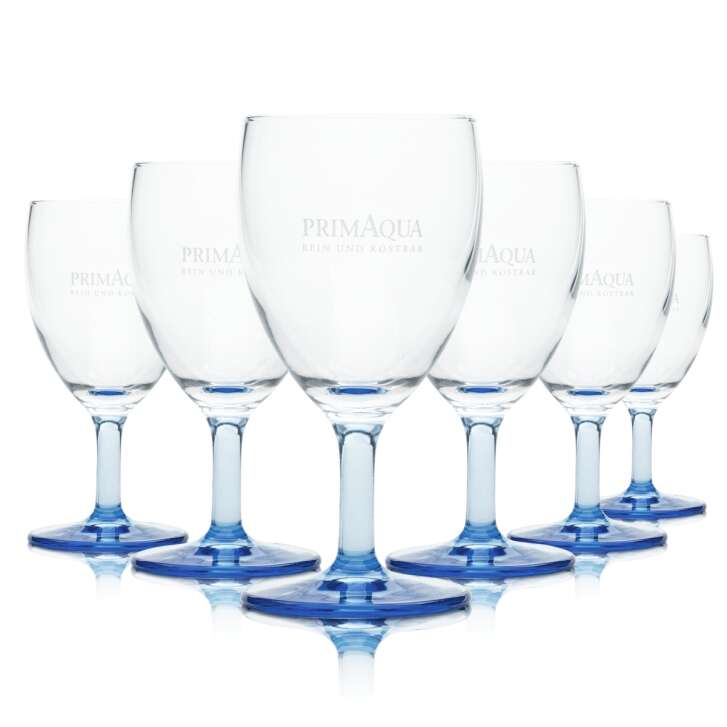 6x Prima Aqua Wasser Stielglas 0,1l Kelch Tulpe Flöte Selten Mineral Soda Gläser