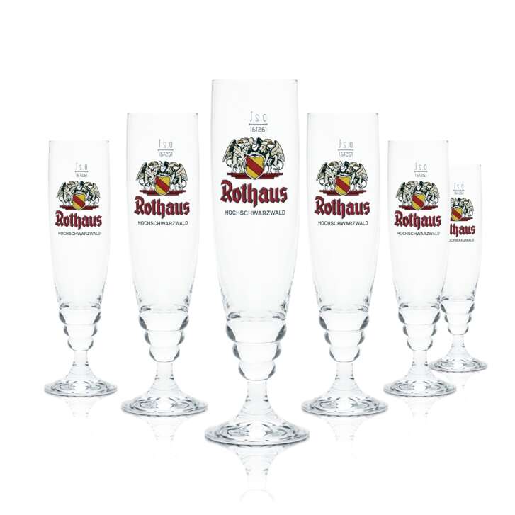 6x Rothaus Bier Glas 0,2l Pokal Tulpe Kontur Gläser Baden Schwarzwald Brauerei
