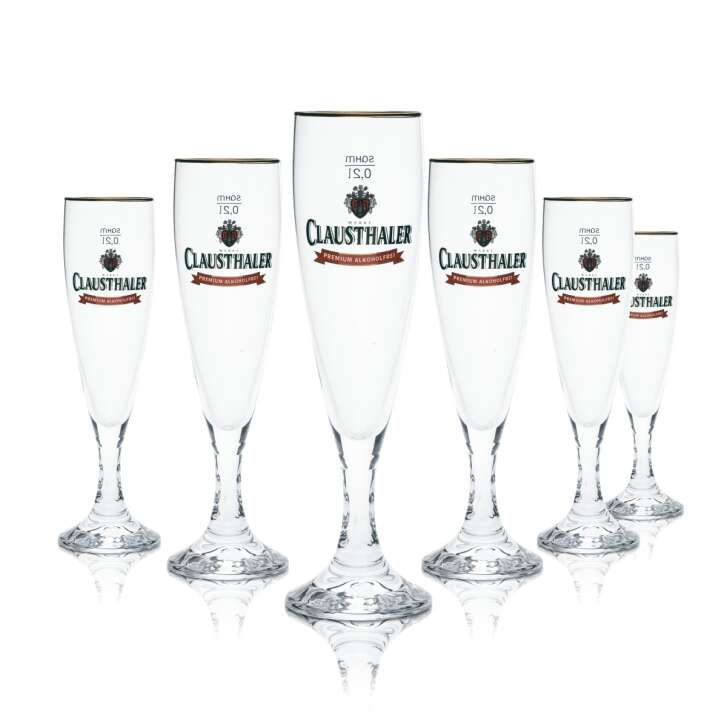 6x Clausthaler Glas 0,2l Pokal Tulpe Alkoholfrei Gläser Bier Brauerei Gastro Bar
