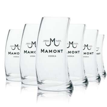 6x Mamont Vodka Glas 0,1l Curved Stamper Kurze Shot...