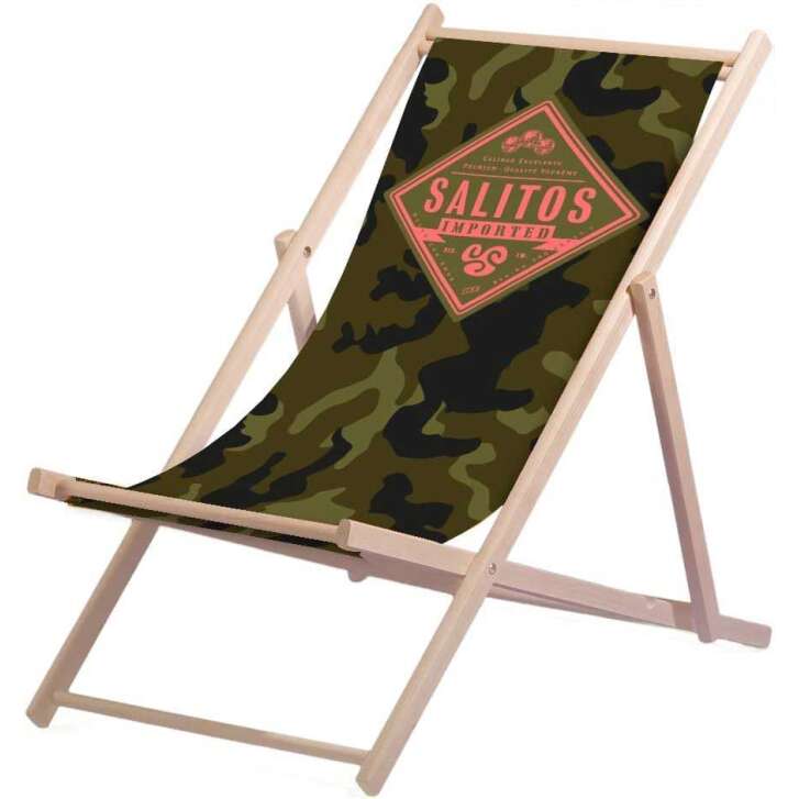 1 Salitos Bier Liegestuhl "Camouflage" aus Buchenholz (FSC) Höhenverstellbar/Klappbar Traglast bis 95 KG neu