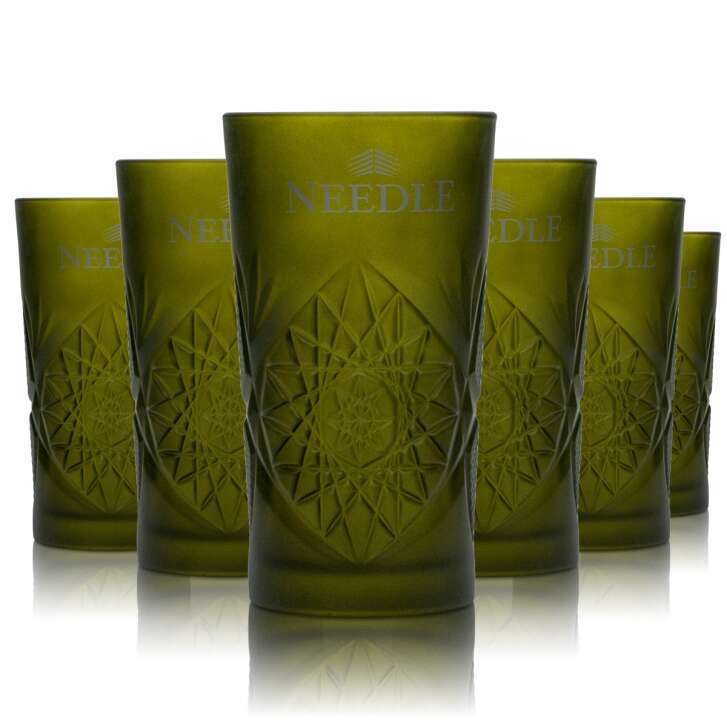 6x Needle Gin Longdrinkglas 0,3l Masterpiece Frosted-Green Becher Gläser Tonic