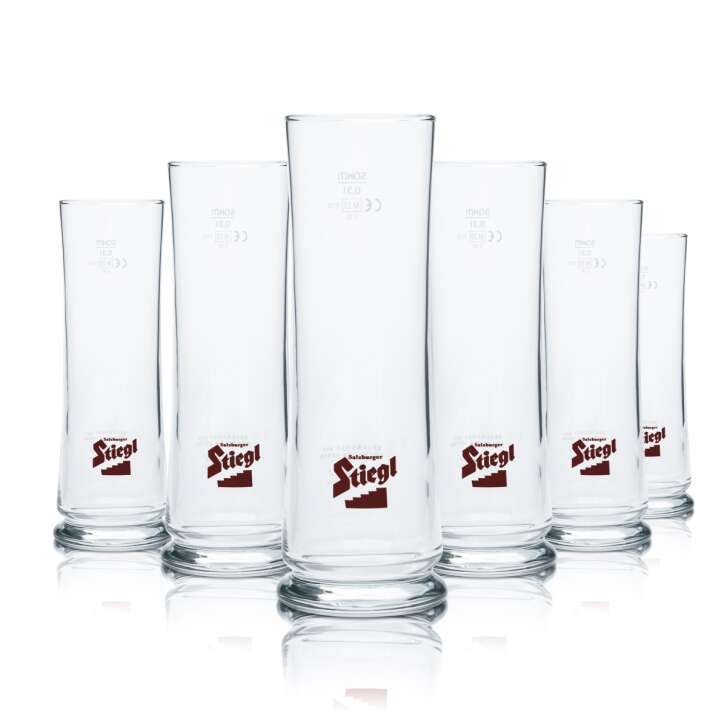 6x Stiegl Glas 0,3l Stange Pokal Becher Gläser Brauerei Österreich Goldbräu Pils