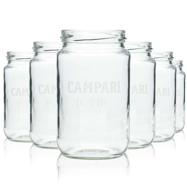 6x Campari Glas Jar 0,3l Tonic Longdrink Cocktail Einmach Gläser Spritz Gastro