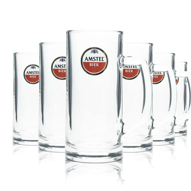 6x Amstel Glas 0,5l Krug Seidel Humpen Jug Jar Gläser Bier Gastro Bar Kneipe NL