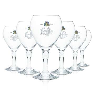 6x Leffe Glas 0,5l Pokal Kelch Tulpe Design-Stiel Bier...